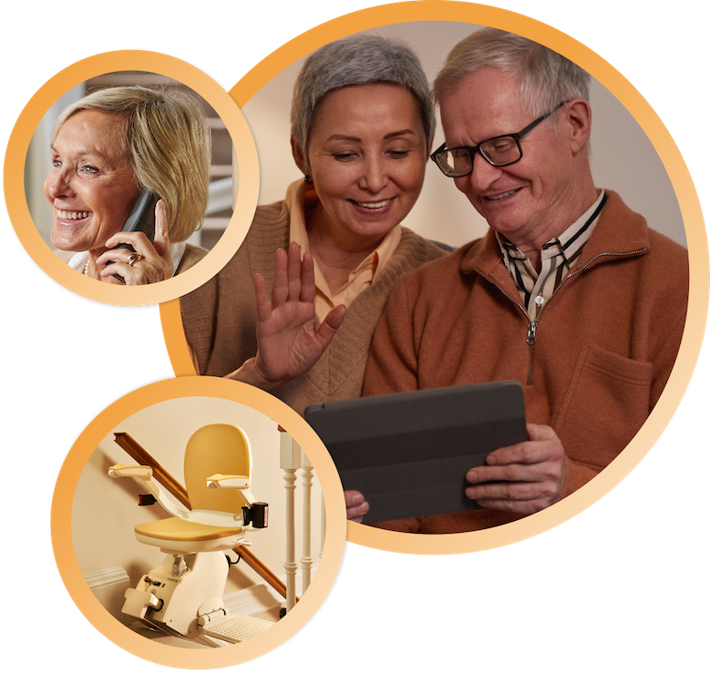 A man and a lady ordering a stairlift